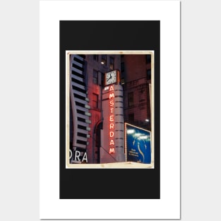 Amsterdam Theater in Times Square at night - Kodachrome Postcards Posters and Art